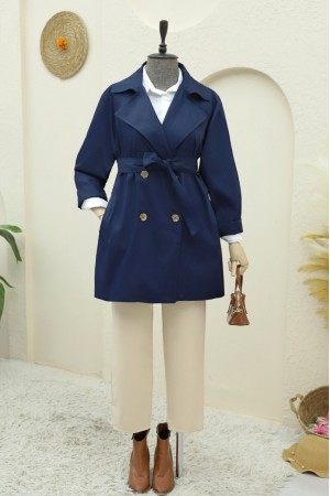 Bolero Detaylı Düğmeli Ara Boy Trençkot -Laci