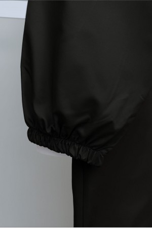 Boydan Fermuarlı Kapşonlu Uzun Yağmurluk -Siyah