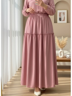 Parçalı Beli Lastikli Kraş Desen Paraşüt Etek -G.Kurusu