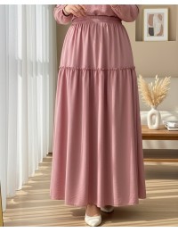 Parçalı Beli Lastikli Kraş Desen Paraşüt Etek -G.Kurusu