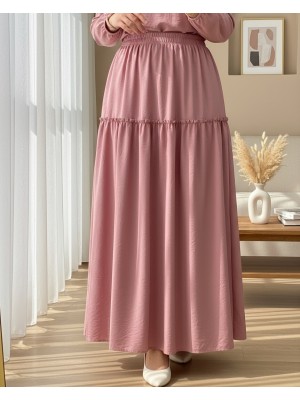 Parçalı Beli Lastikli Kraş Desen Paraşüt Etek -G.Kurusu