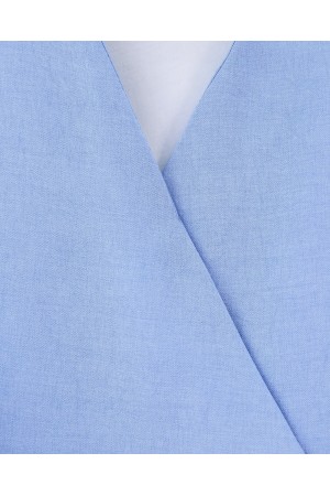 Linen Suit with Side Tie Skirt -Baby Blue