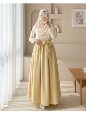 Piliseli Kemerli Paraşüt Etek    -Açık Sarı