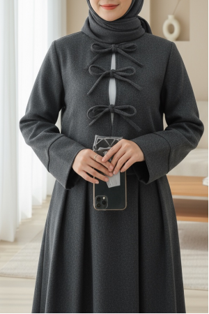 Önü Bağcıklı Etekli Kaşe Takım -Antrasit