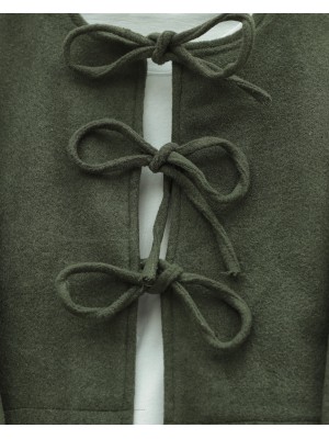 Önü Bağcıklı Etekli Kaşe Takım -Haki