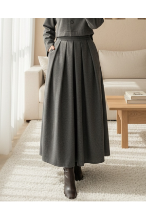 مطوي انغلق تنورة الكاجو   -لون مدخن