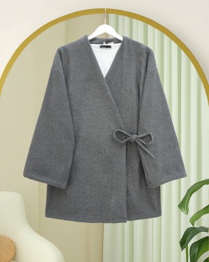 Cross-Laced Stamped Kimono -Smoked 