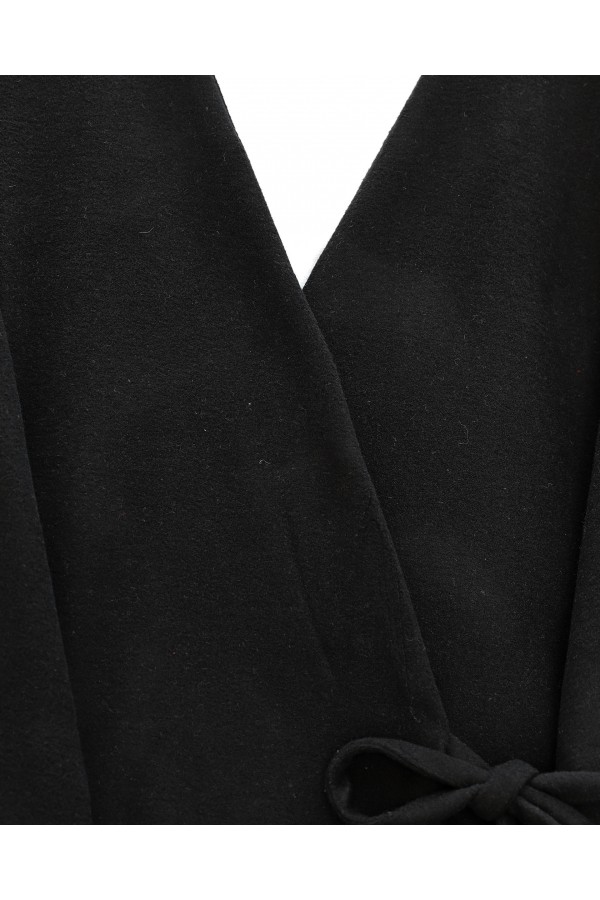 Çapraz Bağlamalı Kaşe Kimono -Siyah