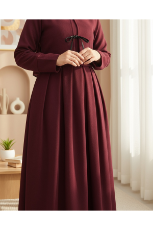 مطوي انغلق تنورة الكاجو  -بوردو