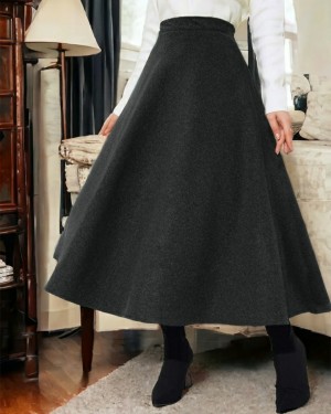 Zippered Cashmere Bell Skirt   -Smoked 