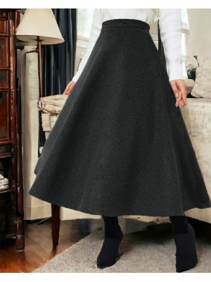 Fermuarlı Kaşe Çan Etek   -Füme