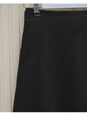 Beli Lastikli İnce Biyeli Kaşe Etek -Siyah