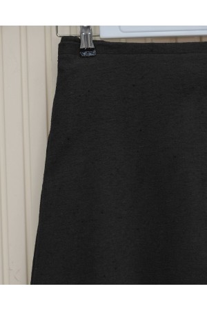 تنورة مخيطة رفيعة بخصر مطاطي -أسود