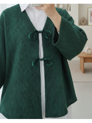 Tie Front Cashmere Jacket -Dark green