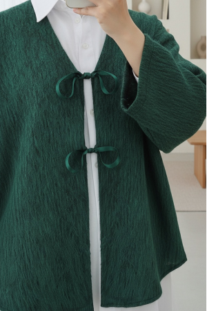 Tie Front Cashmere Jacket -Dark green