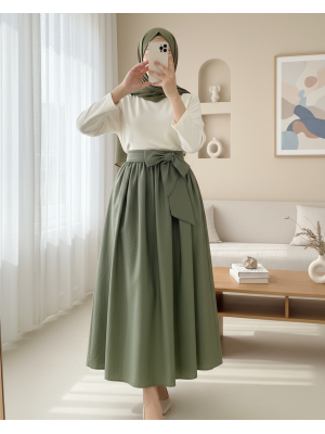 Piliseli Kemerli Paraşüt Etek -Haki