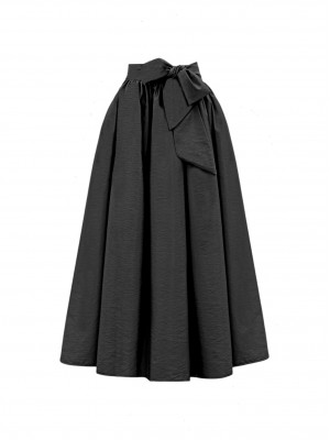 Piliseli Kemerli Paraşüt Etek -Siyah