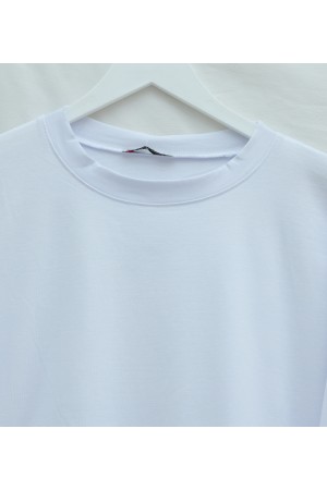 تونيك قطني فضفاض برقبة دائرية -أبيض