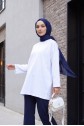 Round Neck Loose Fit Cotton Tunic -White