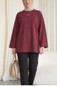 Round Neck Loose Fit Cotton Tunic -Maroon