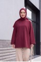 Yuvarlak Yaka Salaş Penye Tunik -Bordo
