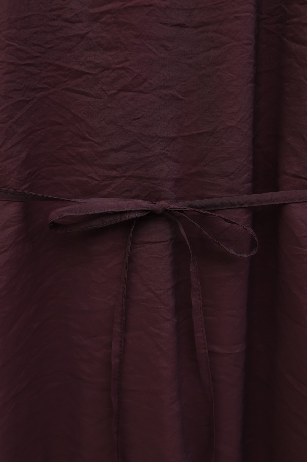 Balloon Sleeve Lined Zippered Lace-up Cupra Tunic -Dark Bordo