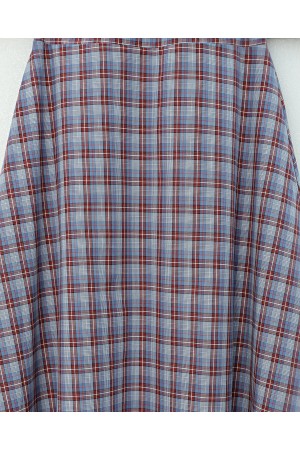 تنورة من البوليستر بنقشة مربعات وخصر مطاطي -اللون النيلي