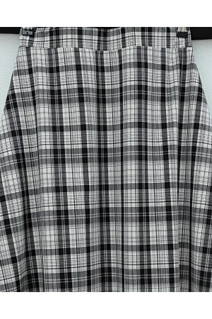 تنورة من البوليستر بنقشة مربعات وخصر مطاطي -أسود