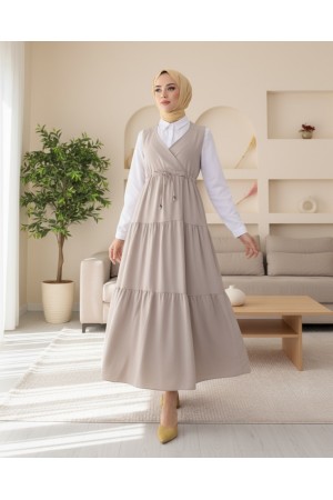 Sıfır Kol Parçalı Tünel Bağcıklı Jile -Taş