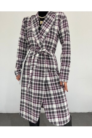 Belden Bağlamalı Şanel Kap -Mor