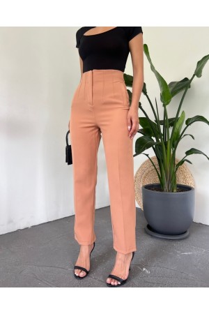 High Waist Pocket Detailed Zipper Trousers  -Cinnamon