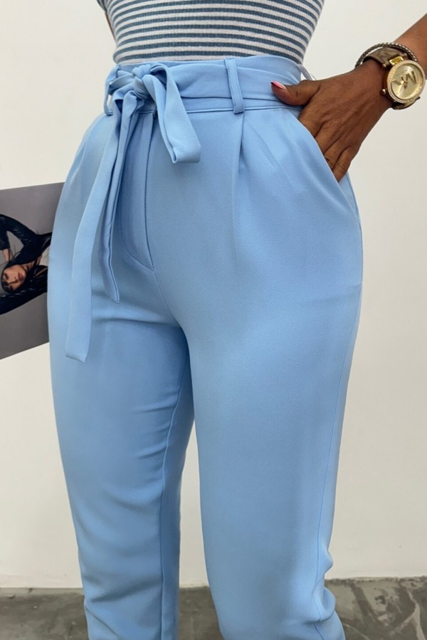 Kemerli Bilek Pantolon     -Bebe Mavi