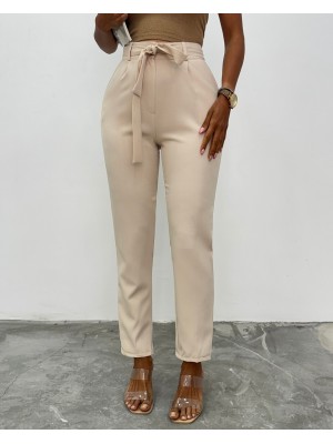  Belt Pants     - Beige
