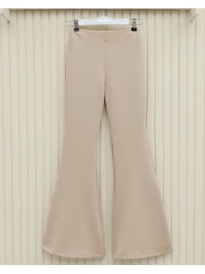 İspanyol Paça Scuba Pantolon   -Bej
