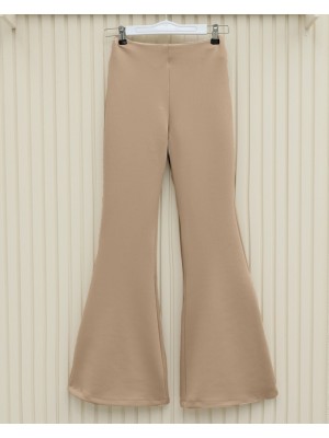 İspanyol Paça Scuba Pantolon   -Vizon