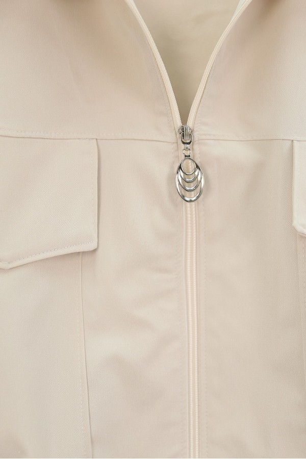 Elastic Waist Skirted Suit  - Beige
