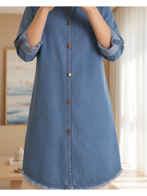 Renkli Kot Tunik  -Mavi