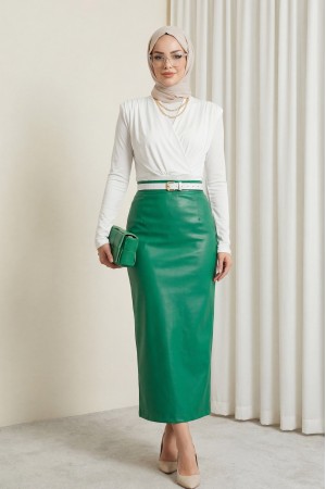 Vatkalı Kruvaze Model Sandy Bluz -Beyaz