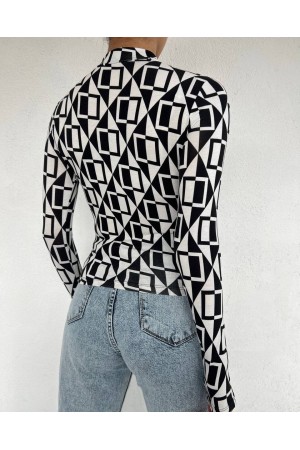 Karışık Desen Yarım Boğazlı Bluz -Genel