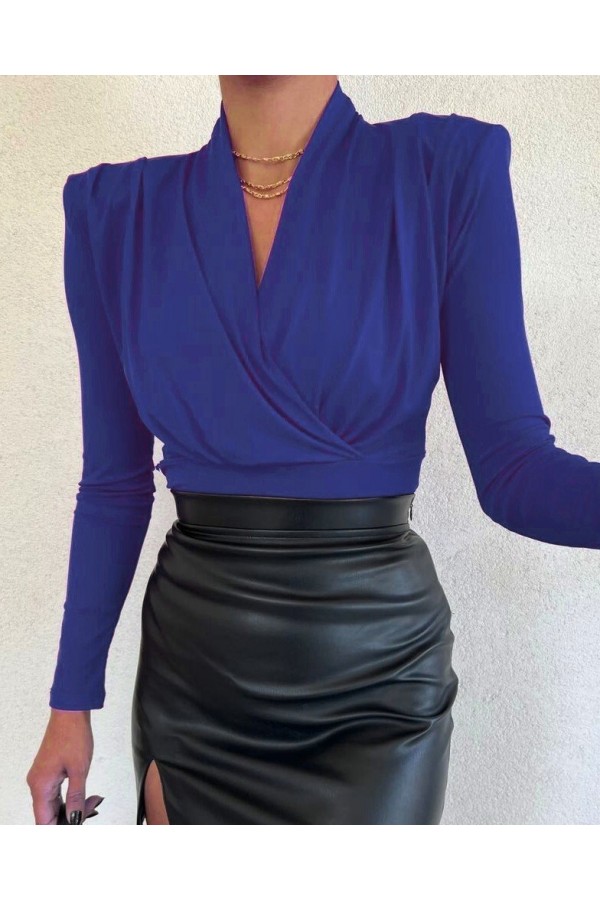 Vatkalı Kruvaze Model Sandy Bluz   -Saks