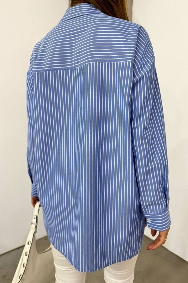 Punctuated Striped Shirt -Blue