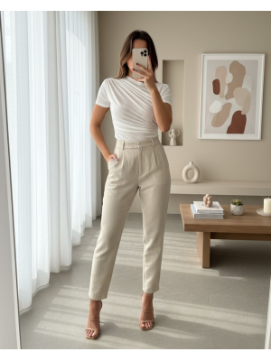 Çapraz Büzgülü Kısa Kol Sandy Bluz -Beyaz