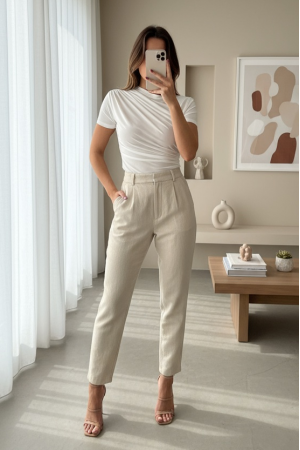 Çapraz Büzgülü Kısa Kol Sandy Bluz -Beyaz