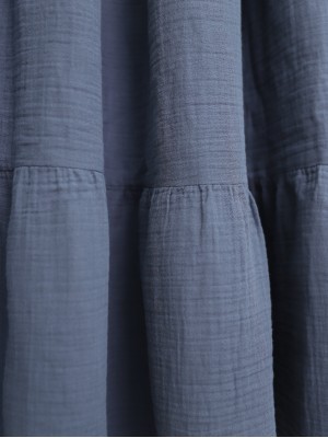 Beli Lastikli Parça Kumaş Müslin Etek -Füme