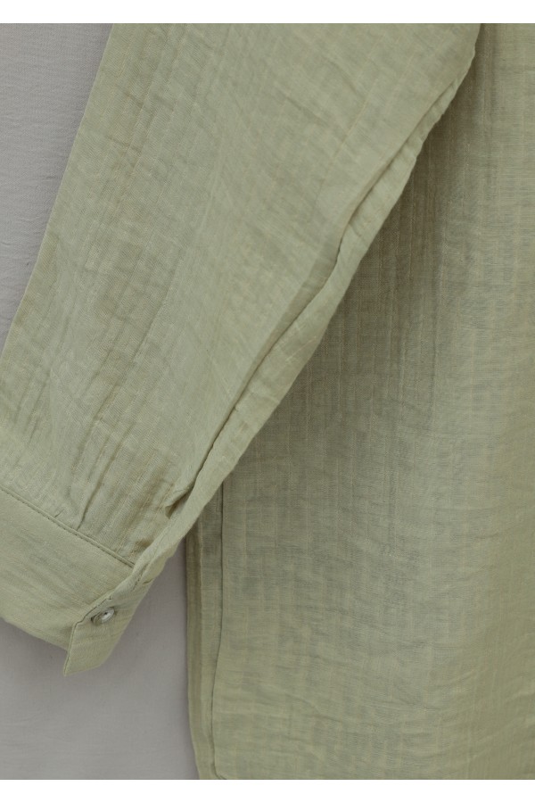 Deep Voile Shoulder Buttoned Shirt with Stone Detail -Light Mink
