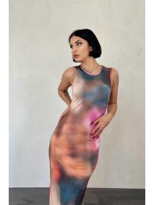 Renkli Batik Desenli Elbise