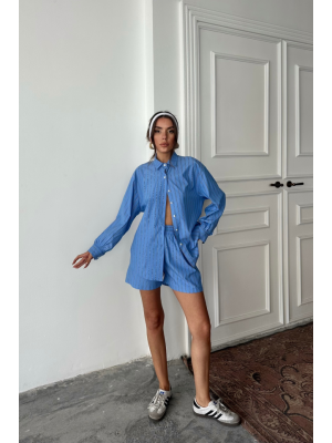 قميص مخطط من قماش البوبلين 