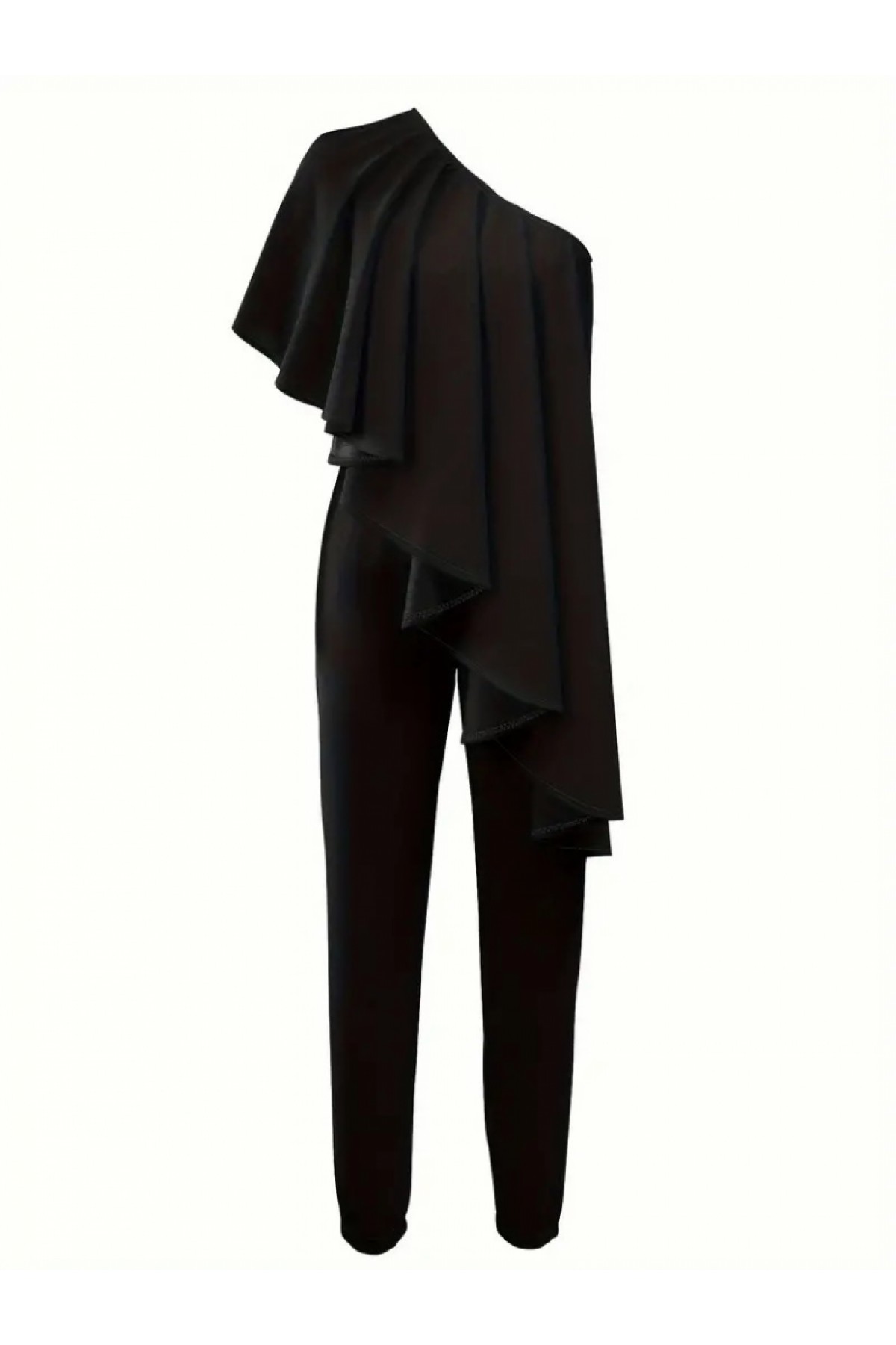 Women's Sleeveless One Shoulder Open Front Flounce Detail Sandy Jumpsuit