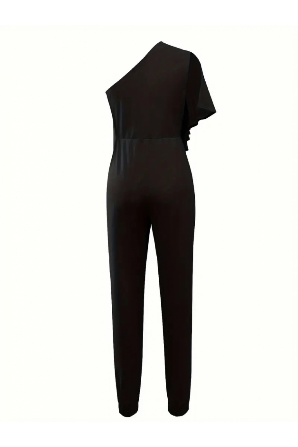Women's Sleeveless One Shoulder Open Front Flounce Detail Sandy Jumpsuit