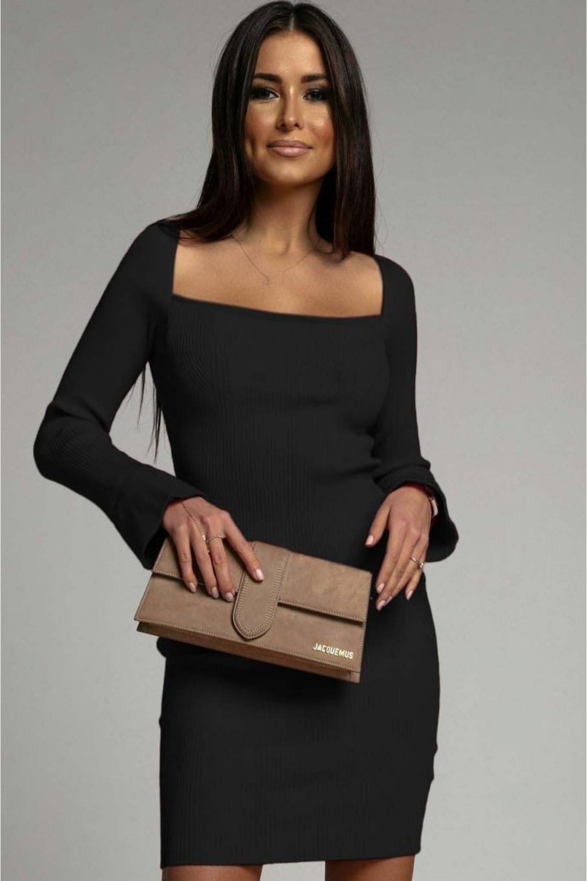 Women's Long Sleeve Square Neck Sleeveless Spanish Knit Dress